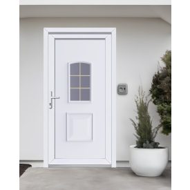 Műanyag bejárati ajtó (P15-301) aranyszínű álosztóval