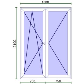 Kétszárnyú erkélyajtó 150*210