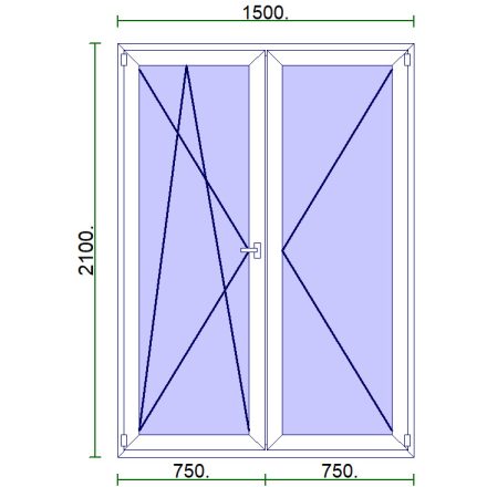 Kétszárnyú erkélyajtó 150*210